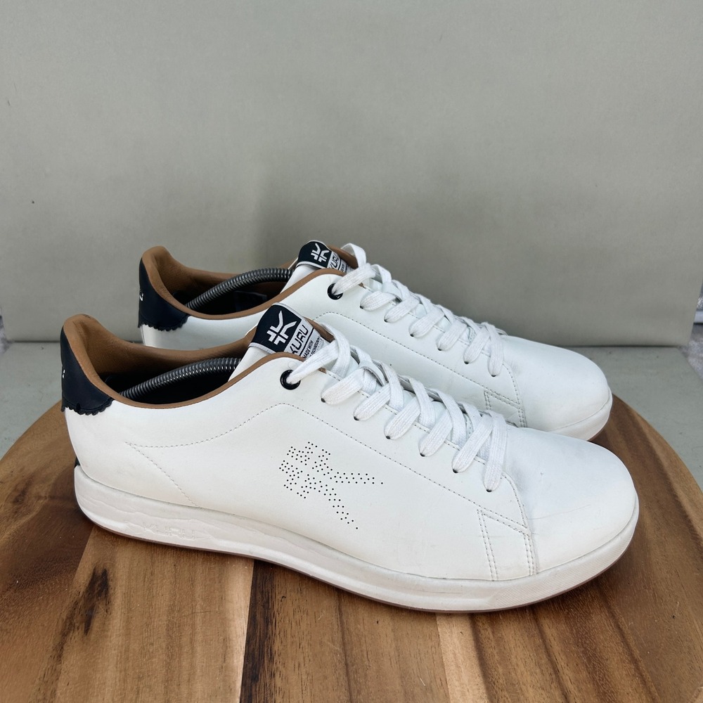 Kuru Roam Classic Court Mens 13 White Leather Sneakers Orthopedic Walking Shoes